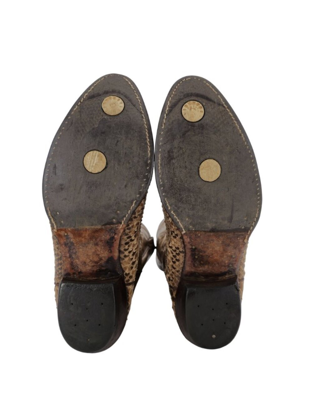 Vintage Exotic Python Snakeskin Justin Mens 11D Brown Cowboy Western Boots USA - Picture 6 of 16